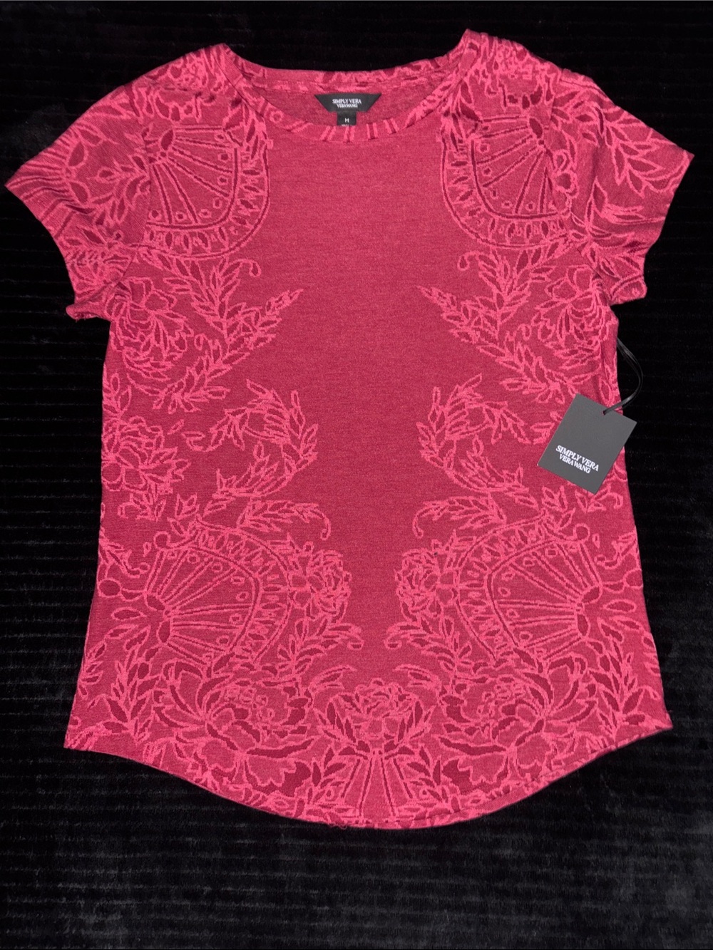 Simply Vera Vera Wang Short Sleeve Knit Top - Raspberry